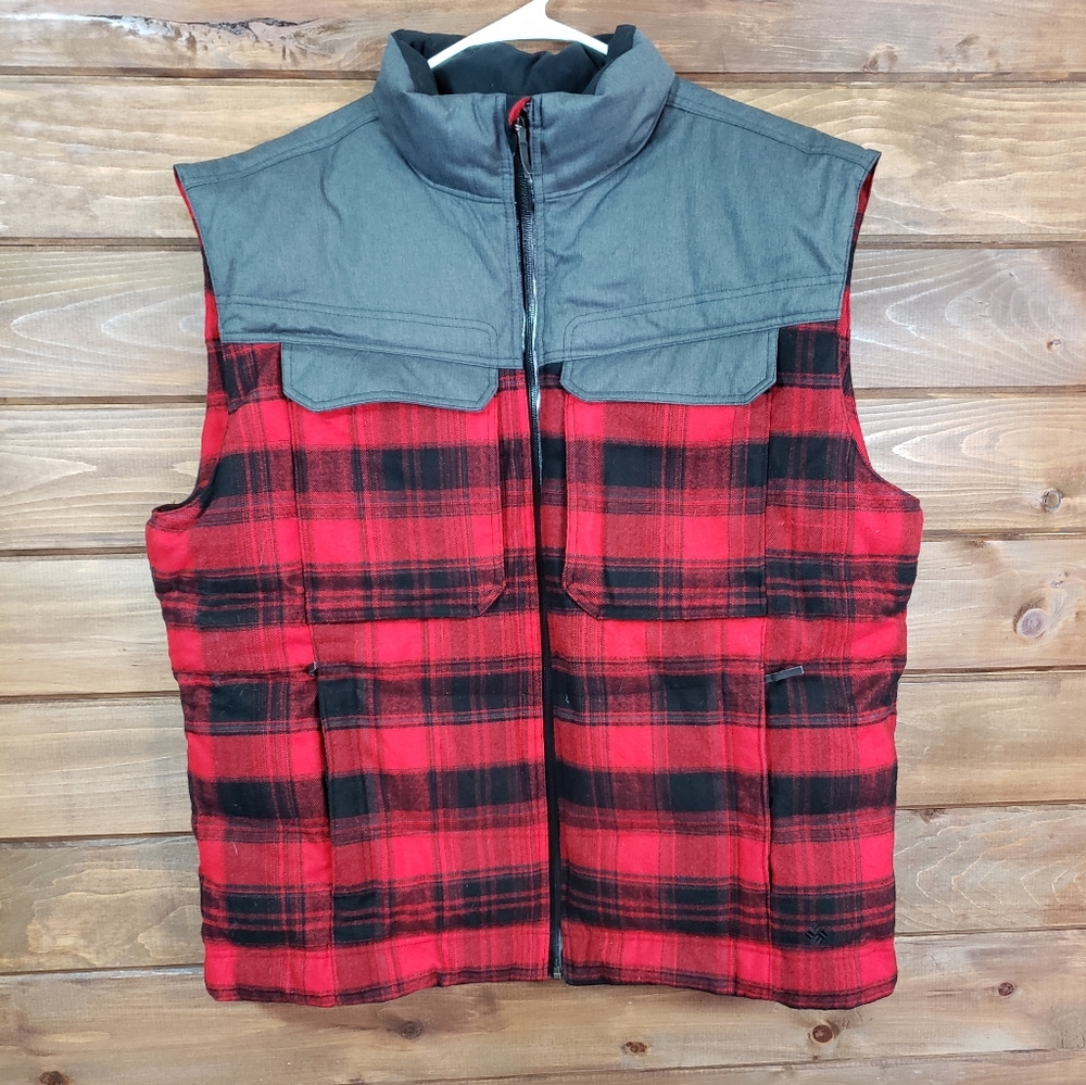 Columbia Omni Heat Red Flannel Vest